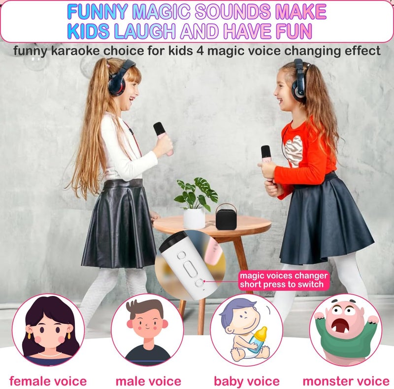 Darkant Mini Karaoke Machine for Kids & Adults, Kids Toys for Girls & Boys Gifts, Bluetooth Speaker with 2 Wireless Microphone for Kids Adults Toddler Girls Home Party Birthday Gifts White - Image 2